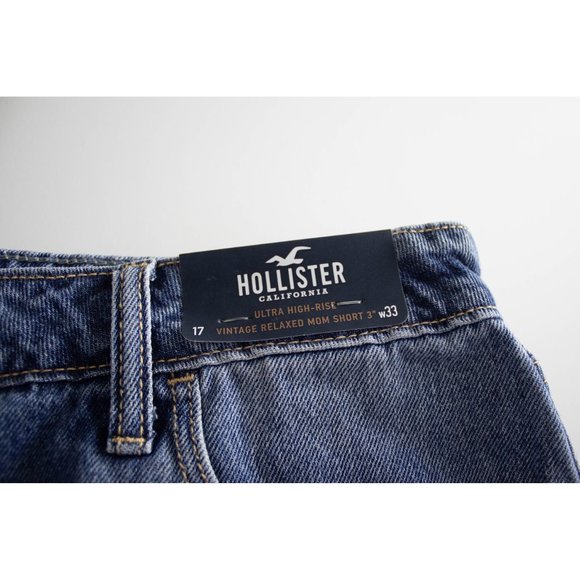 NWT Hollister Ultra High Rise Vintage Relaxed Mom Short Distressed Denim 17 - Picture 7 of 15